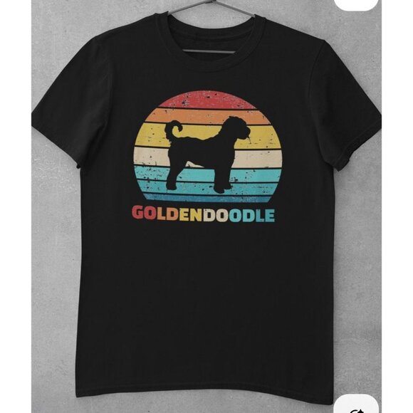 Retro Goldendoodle Dog Silhouette Graphic T-Shirt Black Bella+Canvas Large nwot - Picture 1 of 6